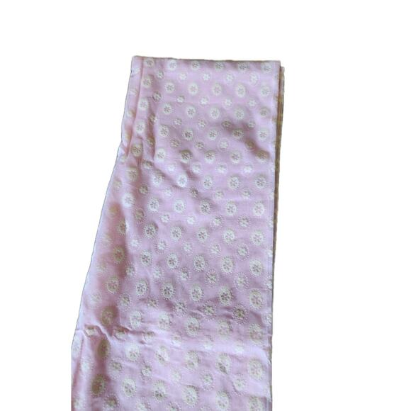 Vtg Retro Flocked Sheer Pink Floral Fabric Pinafore Style OOP HTF 4 yds 150 x 45 - Picture 6 of 6